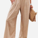 Kelly™  - Katoenen en linnen broek met hoge taille