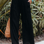 Kelly™  - Katoenen en linnen broek met hoge taille