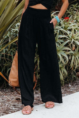 Kelly™  - Katoenen en linnen broek met hoge taille