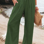 Kelly™  - Katoenen en linnen broek met hoge taille