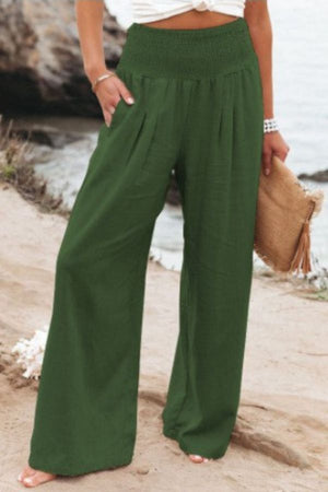 Kelly™  - Katoenen en linnen broek met hoge taille