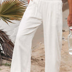 Kelly™  - Katoenen en linnen broek met hoge taille