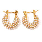 Pearl donut oorbellen goud
