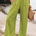 Kelly™  - Katoenen en linnen broek met hoge taille