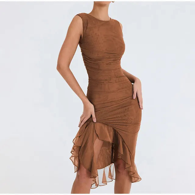 ROZZ™ midi-jurk met ruches