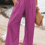Kelly™  - Katoenen en linnen broek met hoge taille