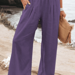 Kelly™  - Katoenen en linnen broek met hoge taille